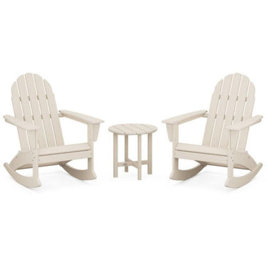 POLYWOOD Vineyard 3-Piece Adirondack Rocking Chair Set in Sand